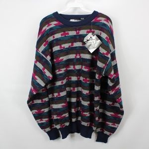 Vintage 90s New Mens Medium Color Block Sweater